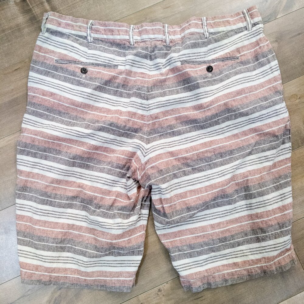 UNIQLO Mens Striped XXL 39-42 Waist Linen Look Shorts Vacation Casual Leisure - Picture 2 of 3